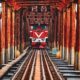 train, railway, iron bridge, red, rusty, old, retro, locomotive, railroad, rail