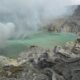 Discover the stunning sulfuric lake and fumaroles at Kawah Ijen volcano in Indonesia's Jawa Timur region.