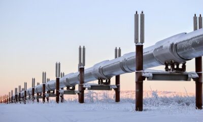 winter, alaska, pipeline, oil, snow, structure, nature, landscape