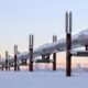 winter, alaska, pipeline, oil, snow, structure, nature, landscape