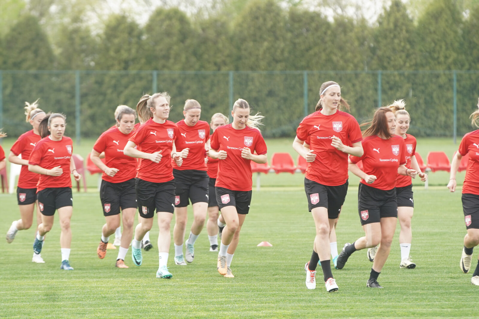 Training of the women's "A" national team of Serbia at the FSS Sports Center in Stara Pazova. Trening zenske "A" reprezentacije Srbije u Sportskom centru FSS u Staroj Pazovi.