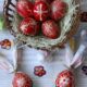 red and white baubles on brown woven basket
