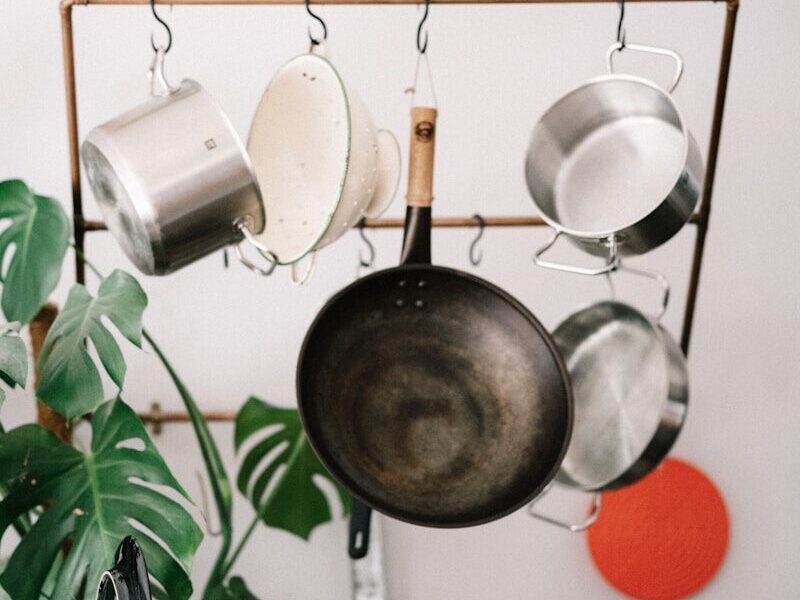 black frying pan on stove