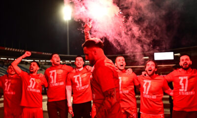 The match of the 33rd round of the Mozzart Super League of Serbia, the 179th eternal derby between FK Crvena zvezda and FK Partizan was played at the Rajko Mitic stadium. Utakmica 33. kola Mozzart Super lige Srbije, 179. veciti derbi izmedju FK Crvena zvezda i FK Partizan odigrana je na stadion Rajko Mitic.