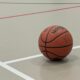 Close-up of a basketball resting on an indoor court in Nova Scotia.