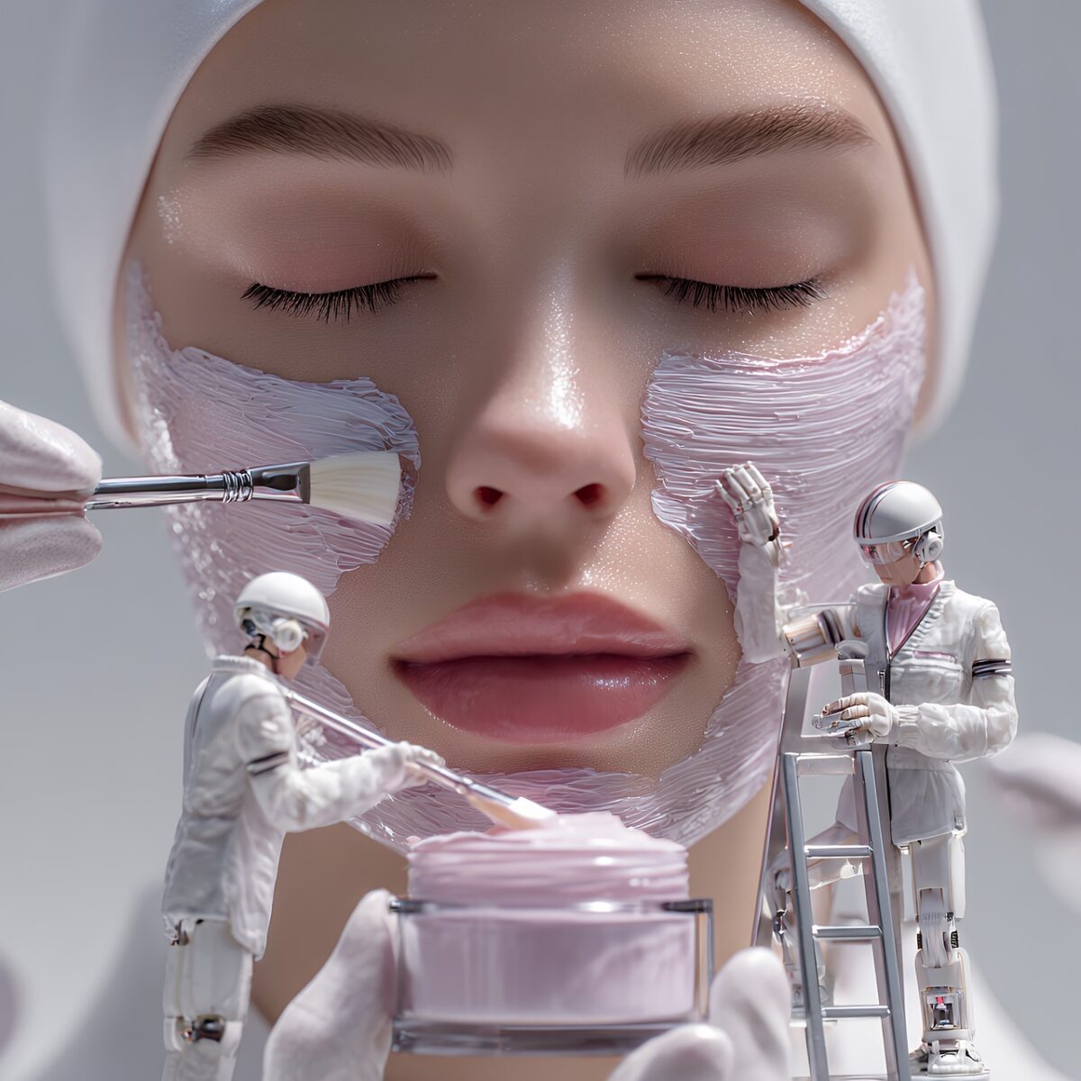 ai generated, miniature, doctor, treatment, skincare, cosmetic, medical, aesthetic, spa, beauty, procedure, cream, professional, tiny, scale, creative, concept, healthcare, dermatology, wellness, clinic, medicine, care, specialist, consultation