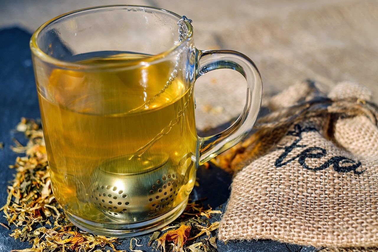 tea, tea infuser, cup, glass, infuser, drink, hot drink, beverage, tea cup, mug