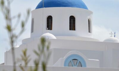 santorini, vacation, signpost, nature, greece, summer, greek, mediterranean, tourism, blue