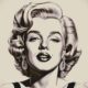 ai generated, monroe, marilyn, actress, female, celebrity, usa, beauty, america, drawing, monochrome, icon