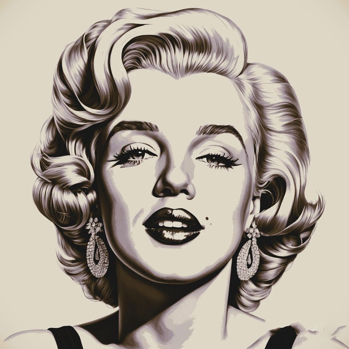 ai generated, monroe, marilyn, actress, female, celebrity, usa, beauty, america, drawing, monochrome, icon