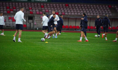 The players of Serbia did their last training before the third round match of the League of Nations with Switzerland at the Cair Stadium in Nis. Fudbaleri Srbije poslednji trening uoci utakmice treceg kola Lige nacija sa Svajcarskom odradili su na niskom stadionu Cairu.