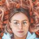 autumn, glasses, women, leaves, bright, nature, mood, brown glasses