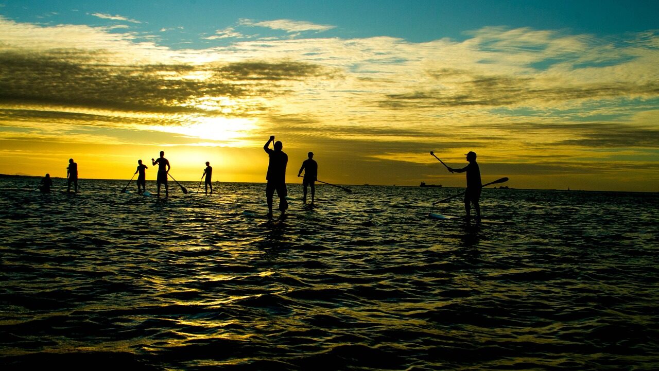 sup, fortress, sunset, nature, beach, peace