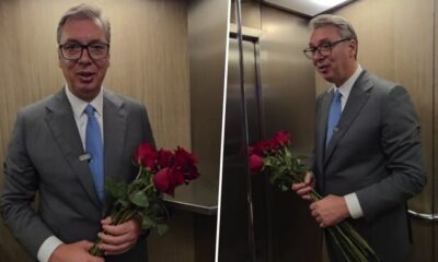 Aleksandar Vučić uručio buket ruža zaposlenima u Predsedništvu Srbije