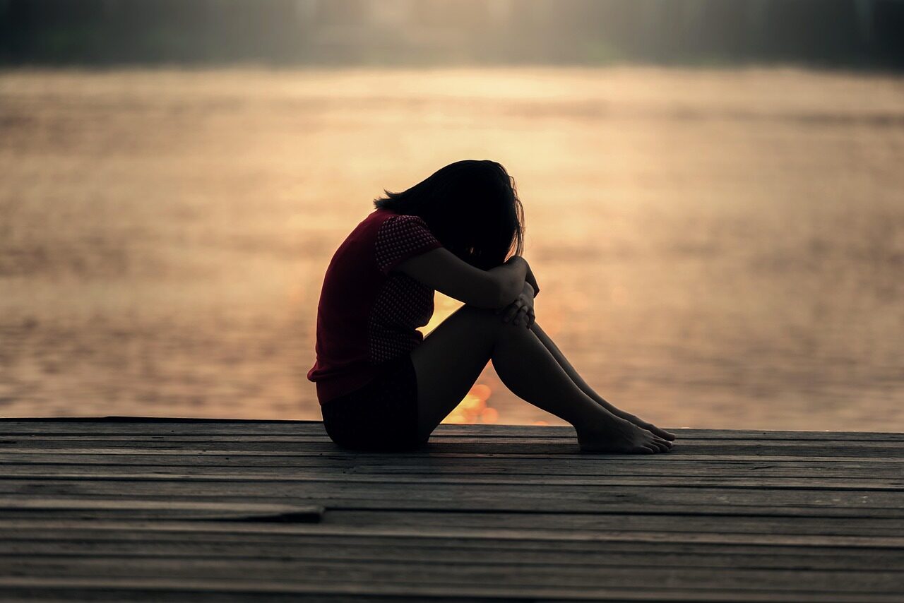 girl, sitting, jetty, sad girl, docks, boardwalk, young woman, nature, female, sad, alone, lonely, solitude, solitary, outdoors, sea, peaceful, silhouette, sunrise, sunset, teenager, water, woman