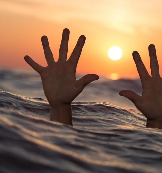 man, sea, hands, drowning man, nature, sunset, ocean, struggle, survive, accident, rescue, help, danger, sos, struggling, water