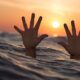 man, sea, hands, drowning man, nature, sunset, ocean, struggle, survive, accident, rescue, help, danger, sos, struggling, water