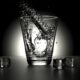 glass, water, splash, ice cubes, nature, ice, pour, drink, beverage, drinking water, liquid, refreshment, dark
