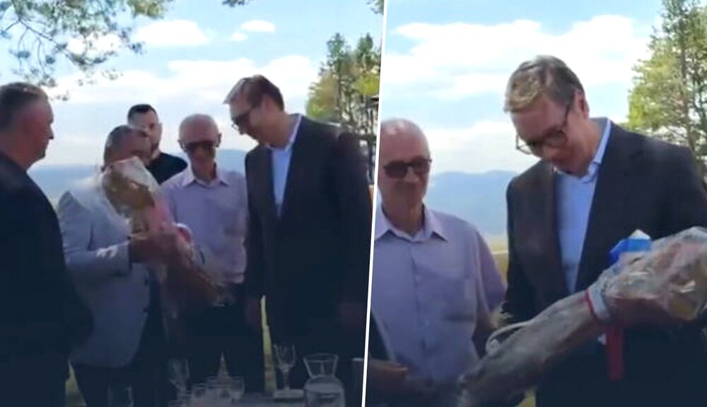 Predsednik Vučić dobio gusle na poklon tokom posete Kupresu