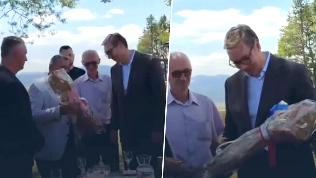 Predsednik Vučić dobio gusle na poklon tokom posete Kupresu
