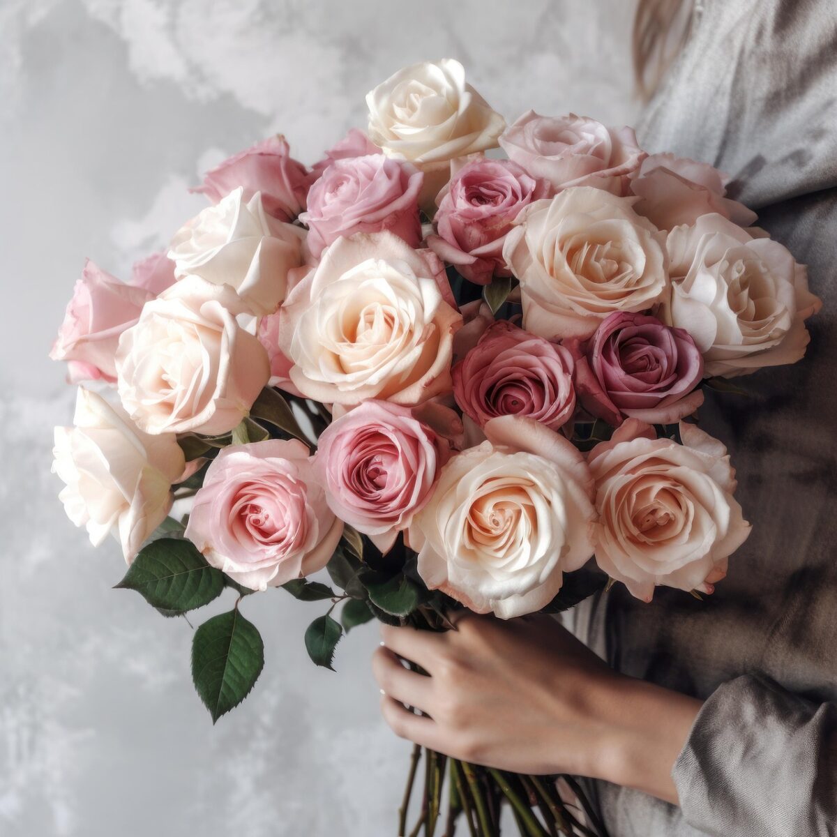 rose, flower wallpaper, flower background, roses, pink, flowers, beautiful flowers, bloom, nature, rose flower, bouquet, romantic, hands, female, delicate, vintage, marble, ai generated