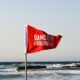 red flag, warning, danger, rough sea, nature, caution, beach, wind, dangerous, safety, waves, alert, risk, attention