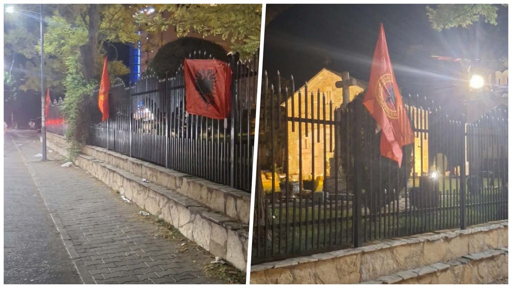 Eparhija raško-prizrenska osudila postavljanje zastava OVK na crkvenu ogradu u Lipljanu – postavljanje zastava OVK u Lipljanu