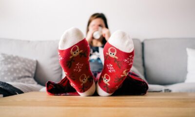 christmas wallpaper, feet, socks, living room, person, relaxing, table, couch, woman, lazy, pajamas, xmas, reindeer, relax, warm, home, sitting, female, human, comfortable, relaxation, cozy