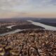 Breathtaking aerial view of Belgrade, Serbia with the Danube River winding through the city.
