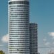 Explore contemporary architecture with Belgrade's towering skyscrapers under a clear blue sky.