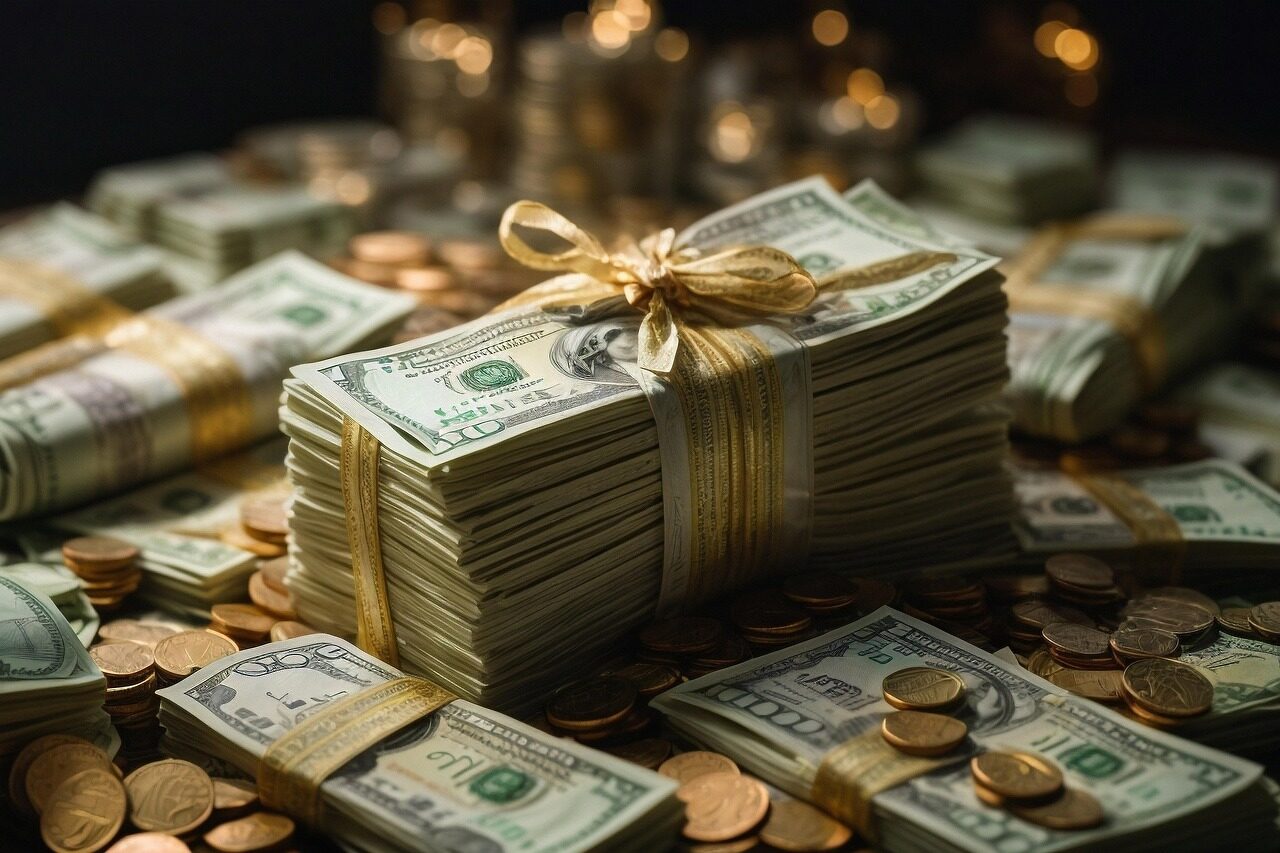 ai generated, money, currency, cash, banknotes, wad of money, finance, paper money, dollars, loan, background, payment, pay, money, money, money, money, money