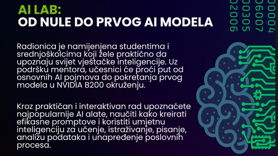 Otvorene prijave za AI radionicu na Univerzitetu u Novom Pazaru: Od nule do prvog modela – AI radionica na Univerzitetu u Novom Pazaru