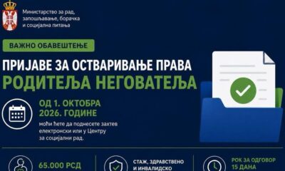 Prijave za roditelje negovatelje: Kako ostvariti pravo na 65.000 dinara i osiguranje