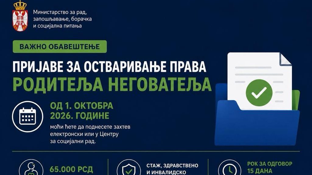 Prijave za roditelje negovatelje: Kako ostvariti pravo na 65.000 dinara i osiguranje