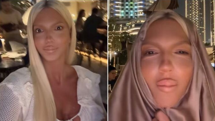 KARLEUŠA U DUBAIJU IZAZVALA REAKCIJE: Pevačici uručili maramu zbog provokativne haljine tokom večere (VIDEO)
