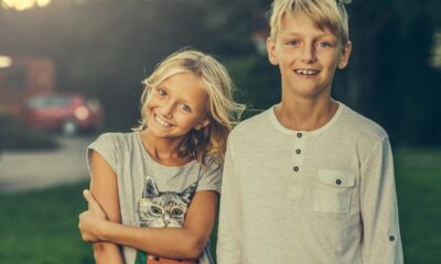 siblings, brother, sister, friends, boy, nature, girl, children, offspring, kids, teens, teenagers, blond, relationship, relatives, two, outdoor, portrait, summer, happy, smiling, smile