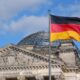 parliament, berlin, government building, bundestag, blue sky, flag, banner, germany, clouds, building, architecture, facade, house, historic building, city, capital city, germany flag, black red gold, nature, politics, heaven, berlin government, the german people, black, red, yellow, gold