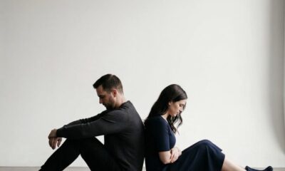 silhouette, back-to-back, despondent, depressed, lawyer, divorce, struggle, legal, downcast, cool light, contrast, separation, relationship issues, problem, difficult, burden, conflict, emotion, reflection, solitude, ai generated