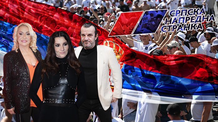 Vesna Zmijanac, Aca Lukas i Mira Škorić nastupaju na skupu SNS u Areni – skup SNS u Beogradskoj areni