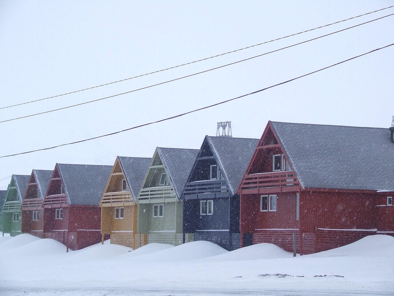 houses, winte, nature, snow, colors, norway