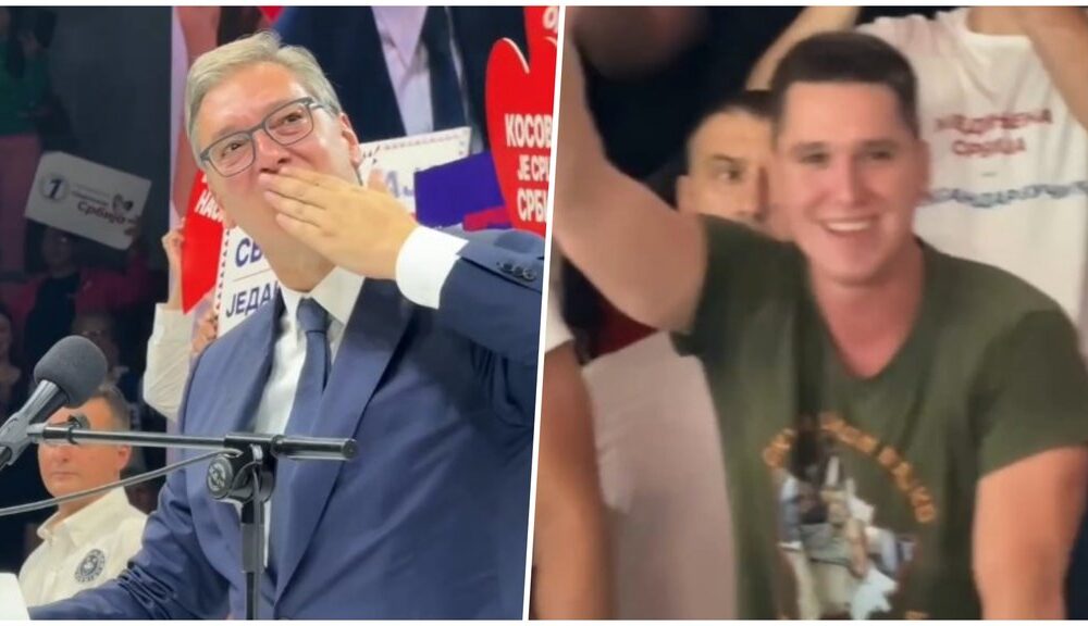 Aleksandar Vučić dobio podršku sina Danila tokom skupa u Kragujevcu – gest Danila Vučića