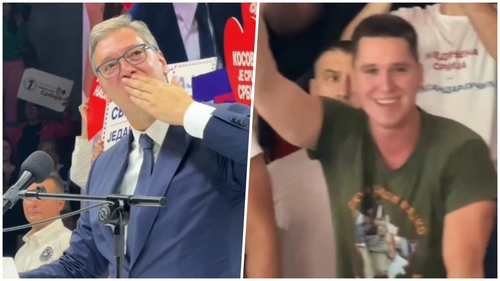 Aleksandar Vučić dobio podršku sina Danila tokom skupa u Kragujevcu – gest Danila Vučića