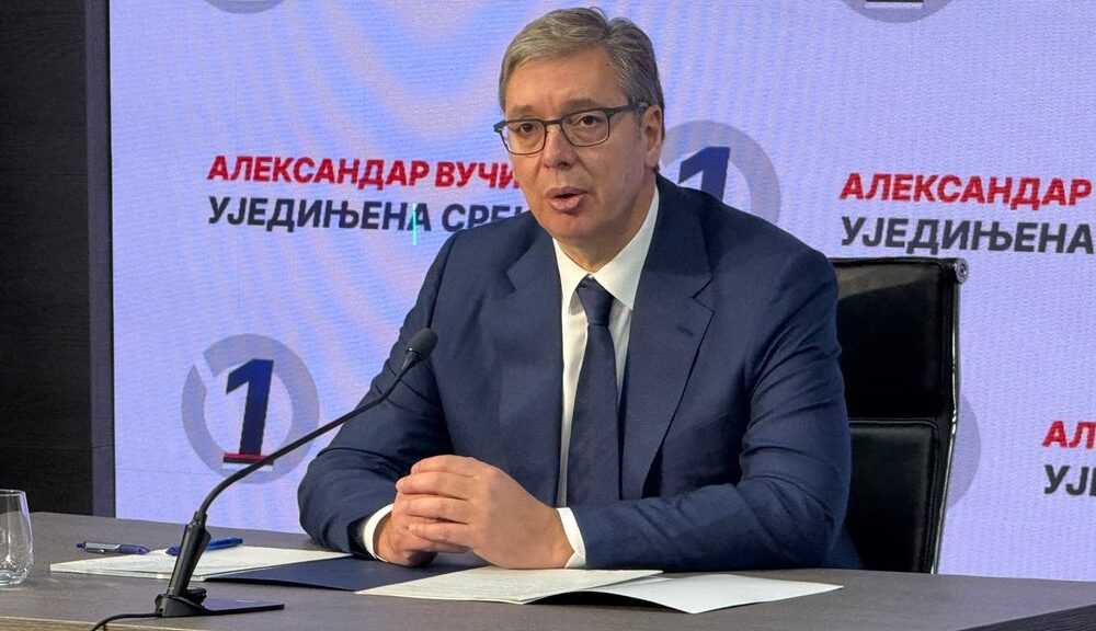 Predsednik Aleksandar Vučić održava konferenciju za novinare u Beogradu – konferencija Aleksandra Vučića